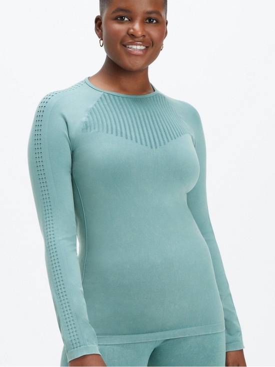 Fabletics Tops - Fabletics Sync Seamless Long Sleeve Top XL Washed Arctic Wave NWT Workout Gym